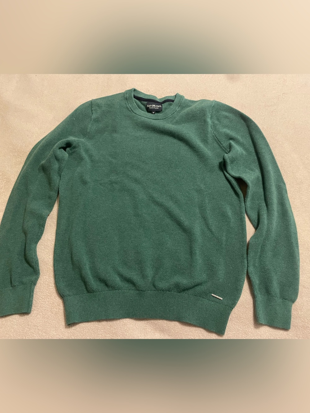 Jean Paul Men's Crewneck Sweater - Kelly Green 100% cotton, textured pattern